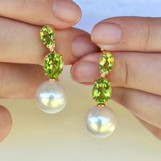 Divina 14K Solid Gold Diamond Natural Peridot Olive Green Double Gemstones Round Baroque Pearls Convertible Drop Earrings *Metal: 14K Solid Gold ( Au585 stamped, not gold-filled or plated ) *Gemstone:    - Type: Natural Peridot    - Cut: Oval-Cut   - Color: Olive Green    - Clarity: Eye-Clean    - Size:  7 x 9 mm, 5 x 7 mm   - Total Carat Weight (CTW): 6.00 *Pearls:   - Type: Round Baroque Pearls   - Size: Approximately 12 - 13 mm *Diamonds:    - Color: G    - Clarity: VS    - Total Carat Weight Convertible Earrings, Green Oval, Peridot Green, Earrings Metal, Pearl Size, Baroque Pearls, Cut And Color, Oval Cut, Gold Diamond