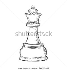 hand drawn chess piece on white background