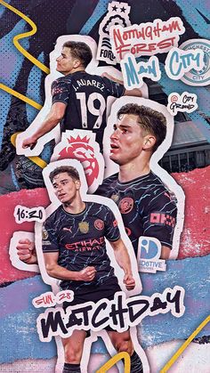 a collage of soccer players with different stickers on them