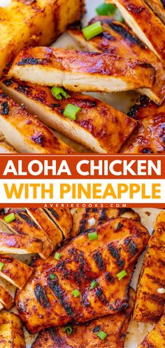 The perfect summer grilling idea for parties! Everyone will love this grilled aloha chicken. Not only is this Hawaiian Grilled Chicken and Pineapple flavorful, but it is also healthy and gluten-free! Plus, this summer dinner recipe is also great for casual weeknights! Grilling Out Ideas, Family Grill Dinner Ideas, Dinner Ideas Grilling, Hawaiian Chicken Sides, Grilled Chicken Recipes Easy Healthy, Things To Bbq On The Grill, Summer Chicken Dishes, Food To Grill Ideas, Summer Grilled Chicken Recipes