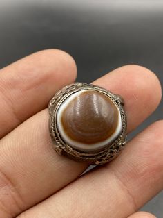 Antique Tibetan Eye Beads Silver Ring With Himalayan Suleimani Aqeeq Agate Ring Size 10.5 US Antique Handmade Agate Rings, Tibetan Rings Sterling Silver, Tibetan Agate Bracelets, Eye Band, Antique Carnelian Cabochon Rings, Tibetan Jewelry Antique, Eye Beads, Banded Agate, Agate Ring