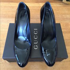 Beautiful Gucci Patent Leather Heels! Have Been Wore But Still In Great Condition. Small Scuffs As Shown In Pics. Comes With Original Box, Dust Bag And Replacement Heel Tips. Sized A 9 But Could Fit A 9.5 Gucci Almond Toe Heels For Office, Chic Gucci Heels For Business, Gucci Round Toe Heels For Office, Gucci Round Toe Office Heels, Gucci Pointed Toe Heels For Office, Gucci Business Heels With Branded Heel Counter, Gucci High Heels For Office, Gucci Classic Business Heels, Gucci Patent Leather Heels