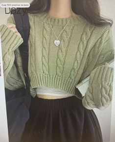 Crop Pullover, Cute Dress Outfits, Cropped Pullover, Easy Winter Outfit, Knitted Pullover Sweaters, Casual Style Outfits, Womens Casual Outfits, Outfits Casuales, Long Sleeve Crop Top