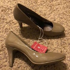 Taupe Merona Heels; Style - Maye Brown Spring Court Shoes, Fitted Brown Court Shoes For Spring, Brown 4-inch Heel Court Shoes For Spring, Brown Low Heel Synthetic Heels, Shoes Women Heels, Black And Brown, Shoes Heels, Women Shoes, Heels