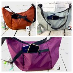 * This listing is for ONE hobo bag * Bag dimensions - 17.25" wide x 12.5" high (43.81cm x 331.75cm) so not a really big bag * Handle - 1" polypropylene webbing, adjustable, extends to an 18" drop (45.72cm) * Fabric type--nylon pack cloth * Various colors available--terra cotta, violet, silver grey  * Lining-water resistant coated fabric * Sturdy YKK zippered closure * One outside zippered pocket * Machine wash in cold, air dry to preserve the water repellency * We create in a smoke-free environment * Ships quickly from US * We appreciate your business! Thanks for shopping small business and Made in the USA! On-the-go Hobo Bag With Pockets, Functional Hobo Shoulder Bag With Zipper Pocket, Functional Hobo Bag With Zipper Pocket, Travel Hobo Bag With Large Capacity In Satchel Shape, Hobo Bag With Zipper Pocket, Functional Crossbody Hobo Bag For Daily Use, Large Capacity Satchel Hobo Bag For Travel, Large Capacity Hobo Shoulder Bag For Travel, Large Capacity Hobo Satchel Bag For Travel