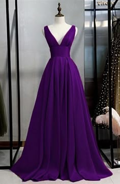 Purple Prom Dresses Long, Vestido Color Lila, Purple Prom Dresses, Satin Evening Gown, Purple Prom, Prom Long