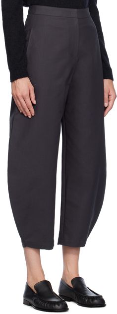 Cotton canvas trousers. · Four-pocket styling · Zip-fly · Curved outseams · Darts at back waistband Supplier color: Charcoal Baggy Pants With Pockets And Straight Hem, Baggy Workwear Bottoms With Hip Pockets, Cotton Sweatpants With Cargo Pockets For Workwear, Baggy Bottoms With Pockets And Straight Hem, Wide Leg Sweatpants With Pockets For Work, Baggy Workwear Bottoms With Patch Pockets, Baggy Pants With Patch Pockets For Work, Loosely Fitted Parachute Pants With Hip Pockets For Work, High-waisted Sweatpants With Pockets For Work