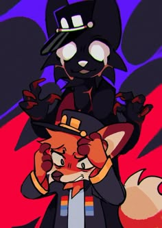 an animated image of two cats dressed up as witches