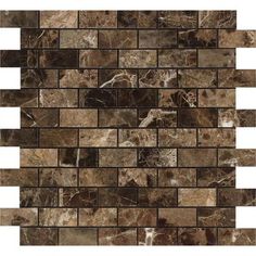 Emperador Dark Premium Marble 1X2 Brick Mosaic Polished - SurfacesGalore Emperador Dark Marble, Kitchen Panel, Brick Mosaic, Shower Renovation, Dark Marble, Emperador Marble, Inside House, Marble Collection, French Country Kitchens