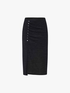 MO&Co. Women's Side Slit Pleated Skirt Made with luxurious, soft wool fabric that offers a comfortable fit. The slight stretch enhances the elegant drape of the side pleats and slit, while the inner lining provides coverage and prevents any exposure. Features : - High waist, midi length with lining- Side slit and pleated design- Soft and comfy wool fabirc Code: MBD1SKTT05The back length of size S is 70cmMATERIALS & CARE Material: 99% Wool 1% SpandexWrap metal parts before dry cleaning.REMINDER: Elegant Drapes, Gray Skirt, Soft Wool, Wool Fabric, Pleated Skirt, Midi Length, Gray Color, High Waist, Comfort Fit