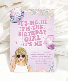 a birthday card for a girl with the words it's me, i'm the birthday girl