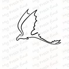 a black and white drawing of a bird flying