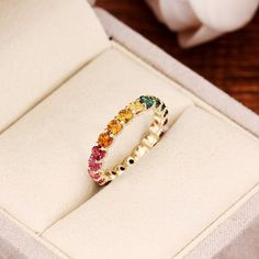 Multi Colored Gemstone Ring, Colorful Wedding Bands For Women, Colourful Wedding Band, Gold Eternity Band With Gemstone For Promise, Gold Gemstone Eternity Band For Promise, Gold Multi-stone Eternity Band For Promise, Rainbow Wedding Band, Tourmaline Wedding Ring, Colored Wedding Bands