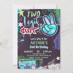 Two Legit To Quit Birthday, Hip Hop Birthday Party, Music Theme Birthday, 13th Birthday Invitations, 2 Fingers, 90's Birthday Party, Hip Hop Party