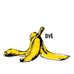 a drawing of two bananas with the words bye on them