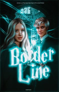 two people standing next to each other in front of a poster for the book border line