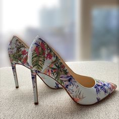 Nine West Blue Floral Tatiana Pump [Brand New, Unused] Us Size 6 This Pump Features A High Stiletto Heel, And Stylish Pointy Toe. In A Sky Blue & Floral Pattern With A Satin Texture. Heel Height: 4 In Chic Blue Heels With Floral Print, Chic Blue Floral Print Heels, Blue Floral Print Open Toe Heels, Blue Heels With Floral Print And Round Toe, Blue Floral Print Heels With Round Toe, Summer Blue Floral Print Heels, Nine West Shoes, Nine West, Shoes Women Heels