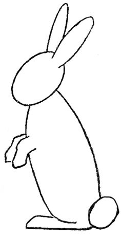 a drawing of a rabbit sitting on the ground