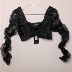 Mesh Sleeves, Butterfly Front Trendy Black Crop Top For Evening, Black Long Sleeve Crop Top For Evening, Black Long Sleeve Crop Top For Date Night, Black Crop Top For Spring Party, Black Crop Top For Spring Night Out, Elegant Black Crop Top For Fall, Black Crop Top For Spring Evening, Light Pink Crop Top, Animal Print Crop Tops