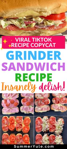 an image of a sandwich with text overlay that reads, virtual tiktok recipe copycat grinder sandwich recipe recipe recipe