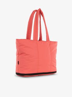 CALPAK Luka expandable laptop tote in watermelon; ALT2201-WATERMELON Sporty Shoulder Bag With Adjustable Strap For Weekend, Rectangular Nylon Bag With Adjustable Straps, Casual Insulated Rectangular Bag, Casual Rectangular Insulated Bag, Weekend Large Capacity Nylon Shoulder Bag, Functional Bags With Removable Padding, Weekend Nylon Tote Shoulder Bag, Rectangular Nylon Bag For Weekend, Rectangular Nylon Bags For Weekend