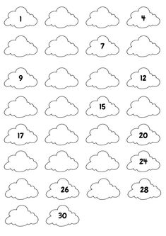 the numbers and clouds are shown in this worksheet