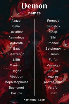 the names of demon names in different languages