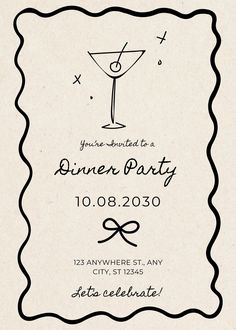 an old fashioned party card with a martini glass on it