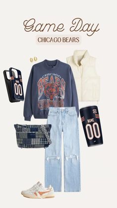 Get ready for game day with our Chicago Bears NFL game day outfit ideas! From iconic jerseys to comfortable hoodies and stylish accessories, we’ve curated the perfect looks to showcase your Bears pride. Personalize your outfit with your name and favorite player’s number for that special touch. Whether you’re at Soldier Field or cheering from home, you’ll be all set to support the Bears this NFL season! Town Outfits, Comfortable Hoodies