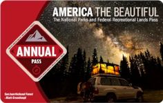 an advertisement for the national parks and federal recreational lands pass, with stars in the background