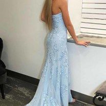 SheRose on Storenvy Blue Lace Prom Dress, Prom Dresses Long Blue, Light Blue Prom Dress, Prom Dresses Long Lace, Formal Ball Gown, Lace Prom Dress, Blue Tulle, Prom Formal, Lace Evening Dresses