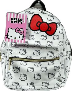 Trendy Hello Kitty Print Back To School Bag, Trendy Hello Kitty Print Bag For Back To School, Trendy Hello Kitty Back To School Bag, Trendy Hello Kitty Print Backpack, Trendy Hello Kitty Print Backpack For Everyday Use, White School Bag With Cat Design, White Hello Kitty Backpack For Everyday Use, Trendy Hello Kitty Backpack, Trendy Hello Kitty Backpack For School