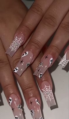 Hallow Nails, Ravens Nails, Horror Nails, Holloween Nails, Halloween Nail Ideas, Spooky Nails, Halloween Acrylic, Cute Halloween Nails, Halloween Acrylic Nails