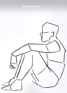 a black and white drawing of a person sitting down