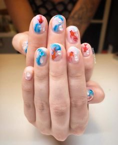 Trending Manicure, Shark Nail Art, Vaca Nails, 3d Bubbles, Fish Scale Nails, Vacation Nail Art, Ballerina Nails Designs