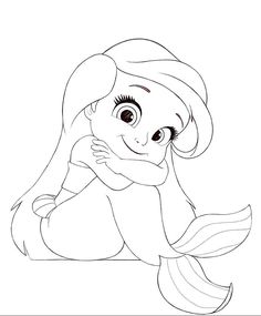 ariel from the little mermaid coloring page with her tail curled up and eyes wide open