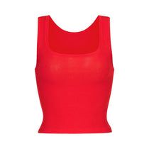 Cotton Rib Tank - Ruby | SKIMS Tan Tank Top, Ruby Color, Mock Neck Tank, Hairstyles For Layered Hair, Fire Fits, Red Tank Tops, Christmas 2022, Cotton Leggings, Cotton Tank Top