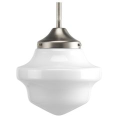 a white light hanging from a ceiling fixture