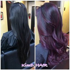 Black Hair With Dark Purple Balayage, Dark Brown To Purple Hair, Purple Hair Color Ideas For Brunettes, Violet Black Hair Color, Pelo Color Vino, Hair Color Plum, Dark Purple Hair