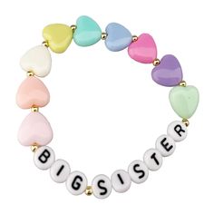 PRICES MAY VARY. Big sister bracelet for little girls. The BIG SISTER bracelet is a cute gift for little girls. Notice: its beads are randomly arranged. Material, size and weight. Material, acrylic. Length,6.9", elastic lenghth (the beads are stringed together with an elastic string). Weight,0.21 ounce. Attribute. big sister announcement, sisters gifts from sister, sister jewelry, best friend bracelet,birthday gifts for sister from sister, sister birthday gifts from sister, friendship bracelet, How To Tell Daughter She Will Be A Big Sister, Big Sister Volleyball Gifts, How To Be A Good Big Sister, Bestie Bracelets, Sisters By Choice Bracelet, Big Sister Bracelet, Gifts For Sisters, Sister Announcement, Big Sister Announcement