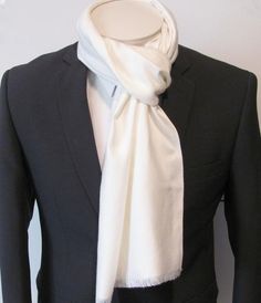 Mens or Womens Scarf Soft And Warm Cream White With Fringe Mens or Womens  Fashion Scarf Classic Business Scarves For Fall, Classic Fall Business Scarves, Classic Formal Scarves For Fall, Classic Solid Color Formal Scarves, Classic White Scarf For Formal Occasions, Classic White Formal Scarf, Classic Formal Scarves For Winter, Classic Formal Winter Scarves, Elegant Shawl For Formal Fall Events