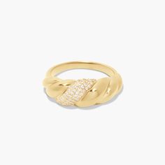 Add some sparkle to your everyday life with the Lex Pave Gold Vermeil Ring. This ring adds a touch of elegance and shine to any outfit. Perfect for any occasion, this ring is sure to turn heads and make a statement. Available in 14k gold vermeil 1mm white cubic zirconia Band width: 3/8" at widest point SKU: BYR1129 Everyday Yellow Gold Rings With Pave Setting, Wide Ring, Gift Kit, Wide Rings, Monogram Initials, Staple Pieces, Birthstone Jewelry, Turquoise Jewelry, Gold Vermeil