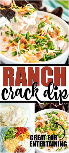 ranch crock dip recipe with text overlay that reads ranch crock dip great for entertaining