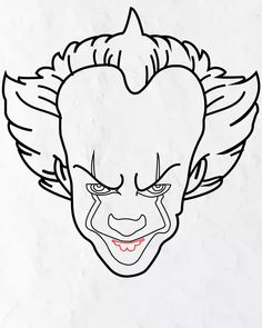 a drawing of an evil clown's face