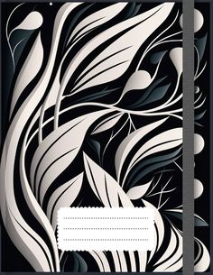 a black and white book cover with abstract designs on it's front, side and back sides