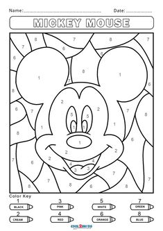 the mickey mouse color by number worksheet