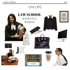 a woman is sitting at a desk with her laptop and other items in front of her