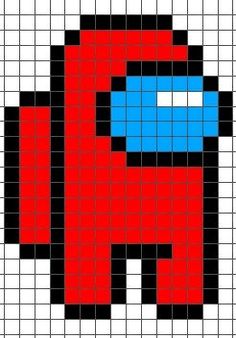 a pixellated image of a red and blue boxing glove on white background with black squares