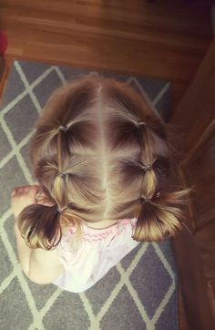 easy hairstyles to do yourself, two braids ending in small buns, grey carpet, blonde hair Easy Toddler Hairstyles, Cute Toddler Hairstyles, Easy Little Girl Hairstyles, Girl Hair Dos, Girls Hairstyles Easy, Toddler Hairstyles Girl, A Pony, Two Braids