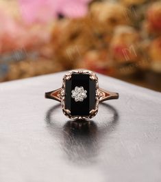 Black Onyx Diamond Ring, Onyx And Diamond Ring, Onyx Round Wedding Ring, Oval Onyx Wedding Ring, Elegant Black Emerald Round Ring, Onyx Gemstone Rings For Wedding, Oval Black Emerald Ring For Anniversary, Black Oval Emerald Gemstone Ring, Black Oval Emerald Ring